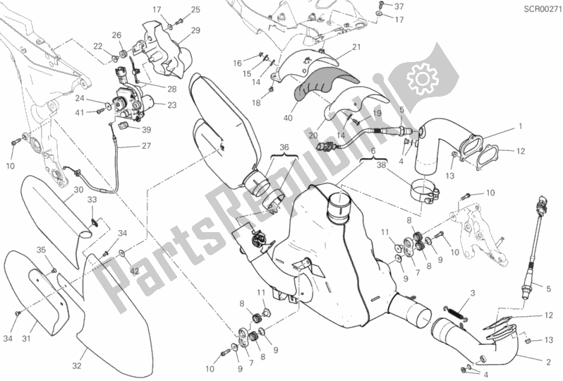 All parts for the Exhaust System of the Ducati Multistrada 1260 ABS Thailand 2019